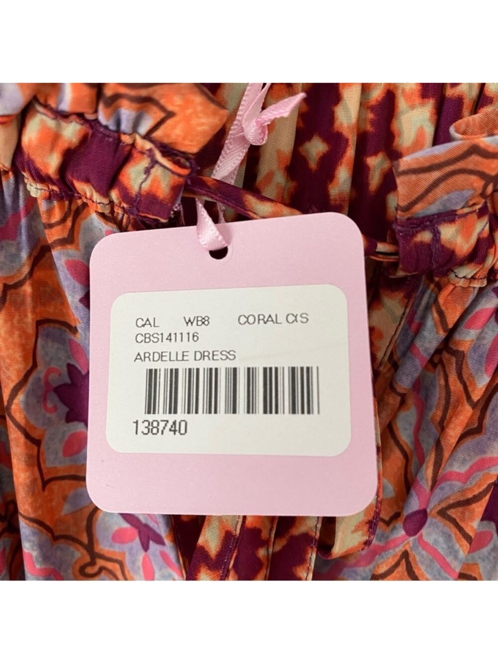 Calypso St. Barth Ardelle NWTS Maxi Ruffle Dress Purple Rust Batik Print small - Picture 11 of 12